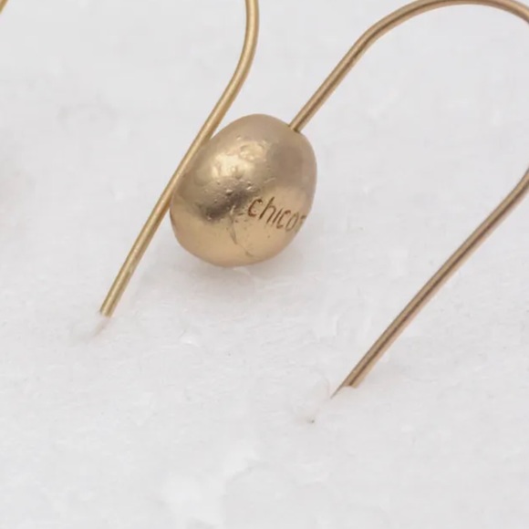 Chico's matte gold bezel cz ear wire earrings NEW no card - Picture 4 of 5